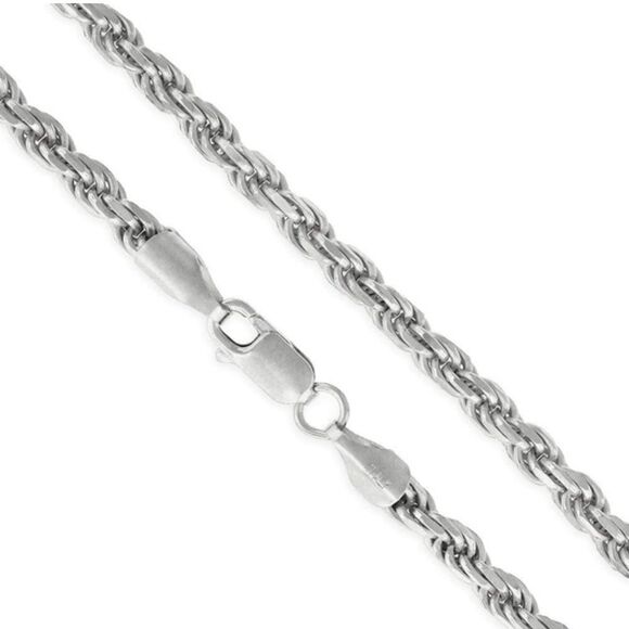 New Solid 925 Sterling Silver 4mm Rope Necklace - Picture 3 of 9